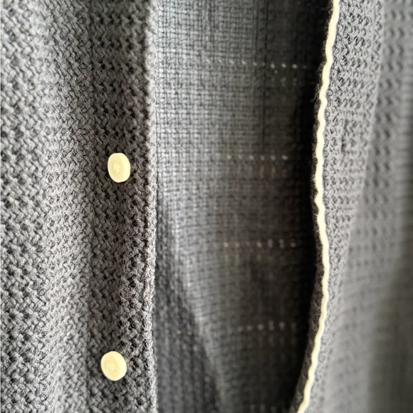 Men Original Penguin Navy Button-Down Waffle Short Sleeve Shirt with White Trim - Picture 5 of 7